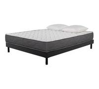 AB Matelas - Ensemble Matelas Mousse Luxe - 160x200 et 2 Oreillers mémoire 60x60 - Sommier kit Gris G