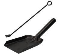 AB Tools L Grattoir à cendres et pelle pour cheminées, brûleurs à bois, charbon, acier, métal noir