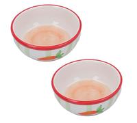 AB Tools Lot de 2 gamelles en céramique pour petits animaux Lapin Guinée Carotte Rayures