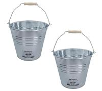 AB Tools Lot de 2 seaux en acier galvanisé de 12 L pour eau, charbon, plantes de jardin