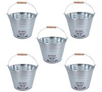 AB Tools Lot de 5 seaux en acier galvanisé 5 L pour eau, charbon, plantes de jardin