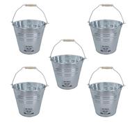 AB Tools Lot de 5 seaux en acier galvanisé de 12 L pour eau, charbon, plantes de jardin