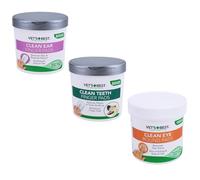 AB Tools Lot de coussinets de nettoyage des dents et des oreilles pour chiens et chiots et lingettes pour les yeux