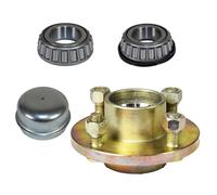 AB Tools Moyeu de Roue en Fonte Remorque 100mm PCD 1 roulement Conique 4" avec Les écrous et Les Goujons