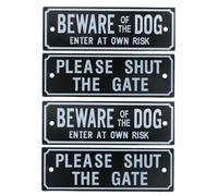 AB Tools Quatre panneaux de portail de jardin - « Beware of Dog » et « Shut the Gate » Panneau d'avertissement pour chien