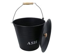 AB Tools Seau à cendres en métal de 12 litres avec couvercle pour cheminée, support pour charbon