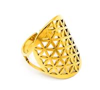 AB Viking Crafts Bague fleur de vie taille unique ouverte en acier inoxydable couleur argent dans boîte à bijoux | Spiritualité, mythologie, énergie harmonie, taille unique, carton