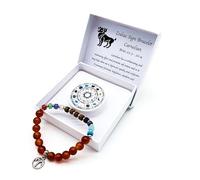 AB Viking Crafts Bracelet en pierre précieuse avec signe du zodiaque dans une boîte cadeau | Protection chance, amour et énergie (cornaline, Bélier, 18 cm)