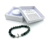 AB Viking Crafts Bracelet en pierre précieuse d'agate mousse fait à la main avec ange gardien dans une boîte cadeau | Bonheur, amour, énergie, famille