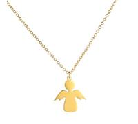 AB Viking Crafts Joli pendentif ange gardien avec chaîne en acier inoxydable certifié couleur argent dans une boîte à bijoux | Protection de la famille bonheur, 1,8 x 2 cm Kette 45 + 5 cm, Acier