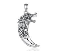 AB Viking Crafts Pendentif dent de loup en argent 925 avec collier ciré et fermoir en argent 925 dans une boîte à bijoux | Protection force loyauté, Argent sterling
