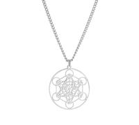 AB Viking Crafts Pendentif métatron en acier inoxydable - Couleur : argenté - Avec chaîne dans une boîte à bijoux - Spiritualité chance énergie métaphysique, 3,6 cm Durchmesser Kette 60 cm, Acier