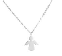 AB Viking Crafts Pendentif mignon ange gardien avec chaîne en acier inoxydable testé couleur argent dans boîte à bijoux | Famille Protection Bonheur, 1,8 x 2 cm Kette 45 + 5 cm, Acier inoxydable