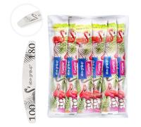Aba Group Lot de 50 limes à ongles 100/180 demi-lune Slim Flamant rose Paquet sûr Lime à ongles professionnelle pour ongles en gel