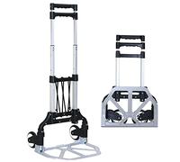 Abacad Folding Hand Truck Dolly Cart，Aluminum Portable Hand Cart for Daily Handling Work，180lbs, with Silent Wheel，Telescoping Handle，Black Bungee Cord, Can Stand Alone，Light Weight