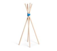 ABACHI WOOD Porte-manteau Tipi bleu sur pied en bois naturel, crochet résistant pour vêtements, sacs, chapeaux, portemanteau pour garçons et filles, maison, décoration de maison et cadeaux, (92 x 2,5