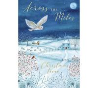 Abacus Cards Carte de Noël Across the Miles - Chouette effraie et champs enneigés avec une finition en aluminium - Carte Félicitations Respectueuse de l'environnement et recyclable