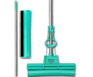 Abacus Green MOP 30-01 (6061) Kit de serpillère 30 cm + manche + éponge de rechange de 30 cm - Double serpillère absorbante PVA Balai serpillère GreenMop 4 roulettes Système double essorage