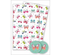 Abacus Lot de 2 feuilles de papier cadeau « Beautiful Butterflies » avec étiquettes et ficelle 08778A