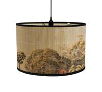 Abad-jour en bambou rétro, abat-jour en forme de tambour rond pour tables ou lustres, adapté aux lustres de plafond simples (Style 24)