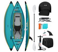 Abahub Kayak Gonflable 320cm 1 Personne avec Pagaie, Siège, Repose-Pieds, Pompe à Main et Sac pour Canoë de Kayak Bateau Gonflable 1 Place 320x89x23cm Bleu