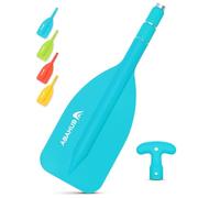 Abahub Pagaie Télescopique 53-106cm Pagaie d’Urgence à Pagaie Unique avec Rames Légères à Poignée en T Mini Pagaie Auxiliaire Manche Télescopique Aluminium pour Canoë Bateau Pneumatique Kayak, Bleu