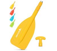 Abahub Pagaie Télescopique 53-106cm Pagaie d’Urgence à Pagaie Unique avec Rames Légères à Poignée en T Mini Pagaie Auxiliaire Manche Télescopique Aluminium pour Canoë Bateau Pneumatique Kayak, Jaune