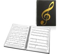 Abaigeal Lot de 2 classeurs de partitions A4, 60 poches/30 pages à spirales, classeur de partitions A4 avec pochettes en plastique pour piano, guitare, violon, documents en papier