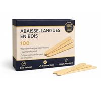 Abaisse-langues en bois - Lot de 100 - Surface lisse sans échardes - Format adulte - Usage médical, esthétique, DIY et loisirs créatifs