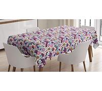 ABAKUHAUS Alice au Pays des Merveilles Nappe, Fairy Tale Caterpillar, Impression D'ornement de Fleurs de Noël, Couleurs résistantes, Convient pour l'intérieur et l'extérieur, Lavable, Violet Aqua