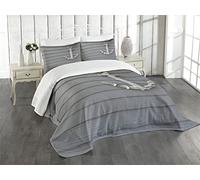 ABAKUHAUS Ancre Couvre-lit Matelassé, Antique Mur Marine Nature, Décoratif 3 Pièces avec 2 Taies d'Oreillers, King, Gris Noir