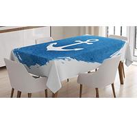 ABAKUHAUS Ancre Nappe, Au Fond de la mer Calme, Linge de Table Rectangulaire pour Salle à Manger Décor de Cuisine, 140 cm x 240 cm, Blanc Bleu