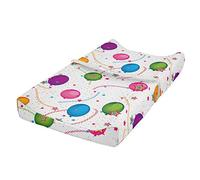ABAKUHAUS Anniversaire Housse de Matelas à Langer pour Bébé, Etoiles ballon, Housse Douce pour Matelas à Langer avec Trous, Multicolore