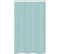 ABAKUHAUS Aqua Rideau de Douche Stalle, Sea Lines Curvy Bulles, Ensemble de Salle de Bain en Tissu en Crochets, 120 x 180 cm, Ciel Bleu Blanc