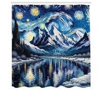 ABAKUHAUS Art de la Peinture Rideau de Douche, Scène Nocturne Abstraite avec des Éléments İmpressionnistes, Material Resistente al Agua Durable Estampa Digital, 175 cm x 200 cm, Bleu Royal et Jaune