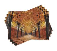 ABAKUHAUS Automne Lot de Sets de Table en 4 pièces, Sentier dans Les Bois, Tissu Lavable pour Salle à Manger et Cuisine, 30 cm x 45 cm, Marron Orange
