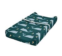 ABAKUHAUS Baleine Housse de Matelas à Langer pour Bébé, Rois de l'océan Asleep, Housse Douce pour Matelas à Langer avec Trous, Teal Baby Blue Beige