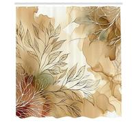 ABAKUHAUS Beige Rideau de Douche, Impression Abstraite Moderne Monochromatique De Feuilles Intriquées sur Fond, Material Resistente al Agua Durable Estampa Digital, 175 cm x 200 cm, Amande Écru Beige