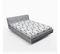 ABAKUHAUS Bétail Drap-Housse, Têtes de Vache Chewing Herbe, Pochette Élastique Tout Confort pour Literie en Tissu Décoratif, 160 x 200 cm, Gris Clair Turquoise