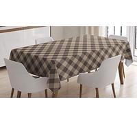 ABAKUHAUS Brown Plaid Nappe, Vintage Plaid, Linge de Table Rectangulaire pour Salle à Manger Décor de Cuisine, 140 cm x 240 cm, Taupe Sombre sépia Pâle