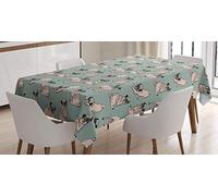 ABAKUHAUS Carlin Nappe, Assis étirement Chien, Linge de Table Rectangulaire pour Salle à Manger Décor de Cuisine, 140 cm x 240 cm, Turquoise