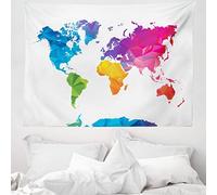 ABAKUHAUS Carte Tapisserie, Art Low Poly Rainbow Color, Décoration Murale en Tissu pour la Chambre à Coucher Le Salon Le dortoir, 150 cm X 110 cm, Blanc Violet