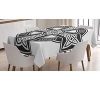 ABAKUHAUS Celtique Nappe, Connexion Heraldic médiévale, Linge de Table Rectangulaire pour Salle à Manger Décor de Cuisine, 140 cm x 240 cm, Blanc et Noir