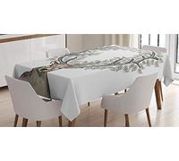 ABAKUHAUS Cerf Nappe, Mythe Renne Animaux, Linge de Table Rectangulaire pour Salle à Manger Décor de Cuisine, 140 cm x 200 cm, Bleu Rose Tendre