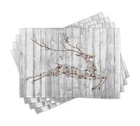 ABAKUHAUS Cerf Sets de Table, Noël Animal Rustique, Décoration de Table en Tissu Lavable pour Salle à Manger et Cuisine Impression numérique, Blanc Rouge Gris