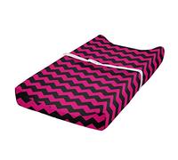 ABAKUHAUS Chambre adolescent Housse de Matelas à Langer pour Bébé, Courbes Chevron Lines, Housse Douce pour Matelas à Langer avec Trous, Magenta et noir