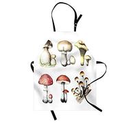 ABAKUHAUS Champignon Tablier, Hand Drawn Fungus, Produit Unisexe avec Col Réglable pour Cuisine et Jardinage, 67 cm x 80 cm, Gris blanc