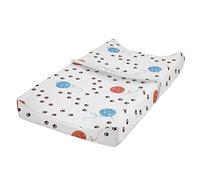 ABAKUHAUS Chat Housse de Matelas à Langer pour Bébé, Paws animaux fil, le fil, Housse Douce pour Matelas à Langer avec Trous, Pale Blue Coral Brown