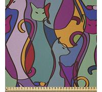 ABAKUHAUS Chat Tissu au Mètre, géométrique africaine, Tissu en Polyester Décoratif pour Rembourrage et Décoration d'Intérieur, 1M (148x100cm), Sarcelle Pourpre
