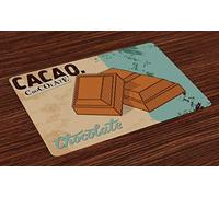 ABAKUHAUS Chocolat Lot de Sets de Table en 4 pièces, Chocolate Bar Vintage, Tissu Lavable pour Salle à Manger et Cuisine, 30 cm x 45 cm, Cadet Bleu Cannelle